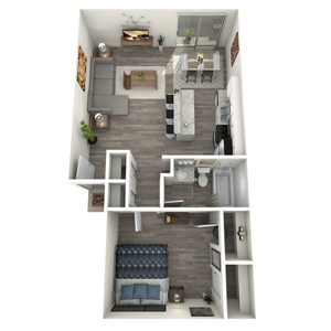 A2 one bedroom one bath 626 square foot floor plan